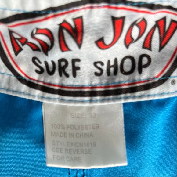 Vintage Ron Jon Surf Shop Board Shorts Ocean Blue SZ 33 Beach Vacation - Picture 4 of 10